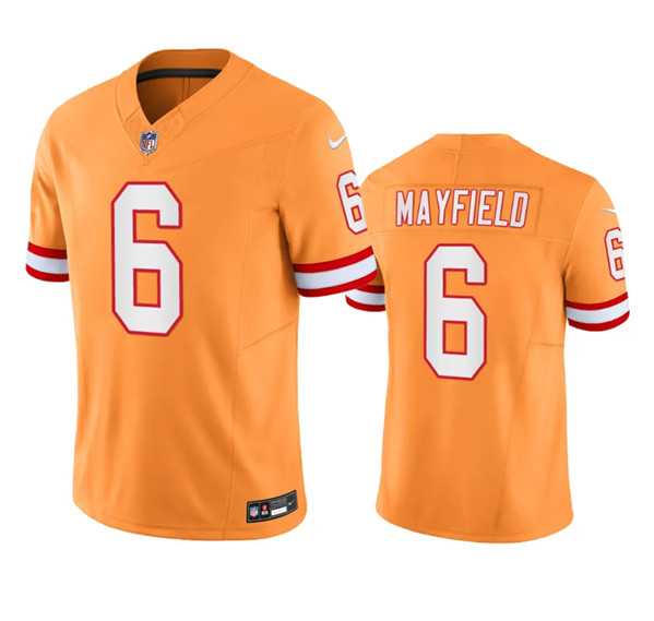 Mens Tampa Bay Buccaneers #6 Baker Mayfield Orange Throwback Limited Stitched Jersey